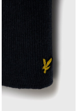 Lyle & Scott Вълнен шал в тъмносиньо с изчистен дизайн - Pepit.bg