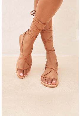 Manebi Кожени сандали Tie-Up Leather Sandals в кафяво L 7.1 Y0 - Pepit.bg