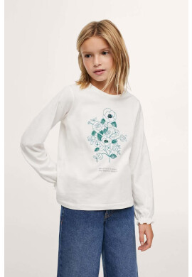 Mango Kids Детска блуза с дълги ръкави в бяло - Pepit.bg