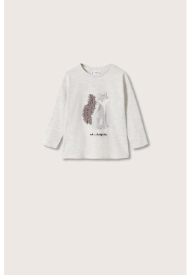 Mango Kids Детска блуза с дълги ръкави в сиво с принт - Pepit.bg