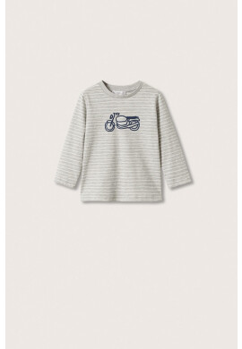 Mango Kids Детска блуза с дълги ръкави в сиво с десен - Pepit.bg
