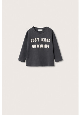 Mango Kids Детска блуза с дълги ръкави Growing в сиво с апликация - Pepit.bg