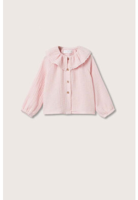 Mango Kids Детска памучна блуза в розово с изчистен дизайн - Pepit.bg