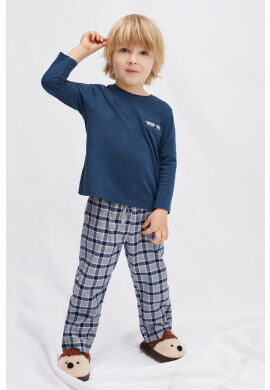 Mango Kids Детска памучна пижама в тъмносиньо с десен - Pepit.bg