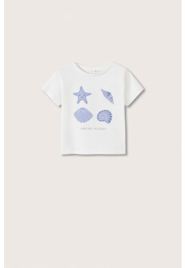 Mango Kids Детска памучна тениска Conchas - Pepit.bg