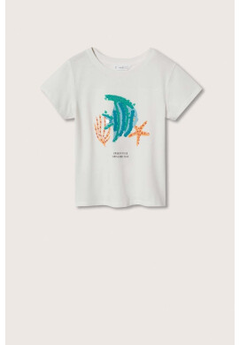 Mango Kids Детска памучна тениска Fish - Pepit.bg