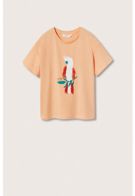 Mango Kids Детска памучна тениска Parrot - Pepit.bg