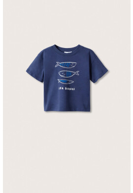 Mango Kids Детска памучна тениска Sea - Pepit.bg