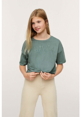 Mango Kids Детска памучна тениска Sight в тъмносиньо - Pepit.bg