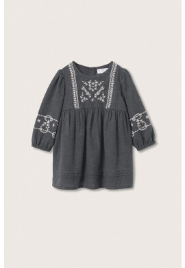 Mango Kids Детска рокля в сиво къс модел със стандартна кройка - Pepit.bg