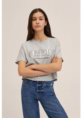Mango Kids Детска тениска в сиво - Pepit.bg