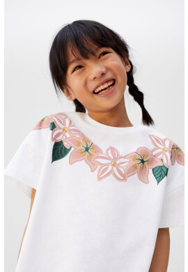 Mango Kids Детска тениска Flores 110-164 cm - Pepit.bg