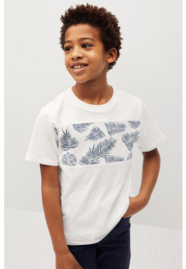 Mango Kids Детска тениска Leaves 110-164 cm - Pepit.bg