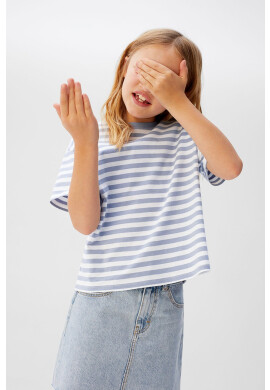 Mango Kids Детска тениска Lines 110-164 cm - Pepit.bg