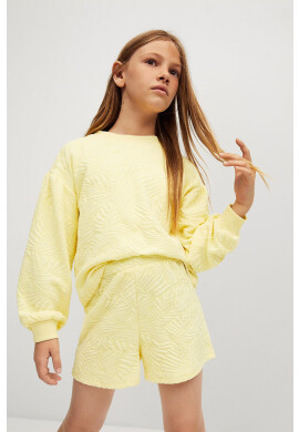 Mango Kids Детски къс панталон MALIBUP в жълто с изчистен дизайн - Pepit.bg