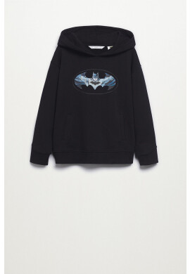 Mango Kids Детски памучен суичър DC1 в черно с принт - Pepit.bg