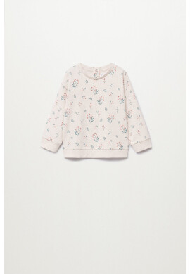 Mango Kids Детски памучен суичър Floras в жълто с десен - Pepit.bg