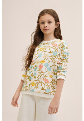 Mango Kids Детски памучен суичър Flowers - Pepit.bg