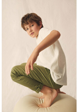 Mango Kids Детски панталон Franky 110-164 cm в кафяво с изчистен дизайн - Pepit.bg