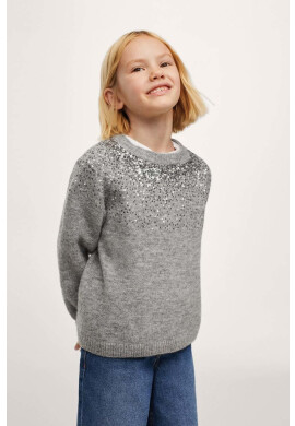 Mango Kids Детски пуловер Gala в сиво от лека материя - Pepit.bg