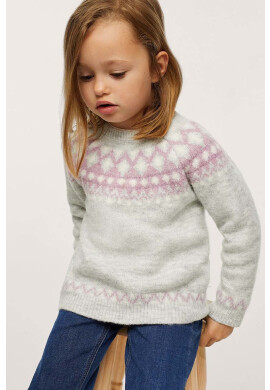 Mango Kids Детски пуловер Greta в сиво от лека материя - Pepit.bg