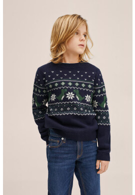 Mango Kids Детски пуловер Rex в тъмносиньо от лека материя - Pepit.bg