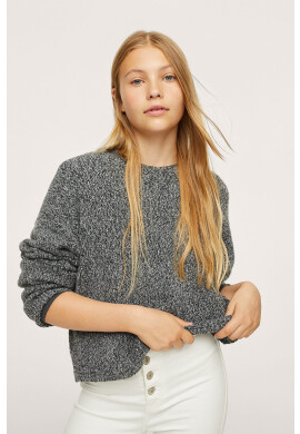 Mango Kids Детски пуловер в сиво от лека материя - Pepit.bg