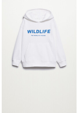 Mango Kids Детски суичър Wild в бяло с принт - Pepit.bg