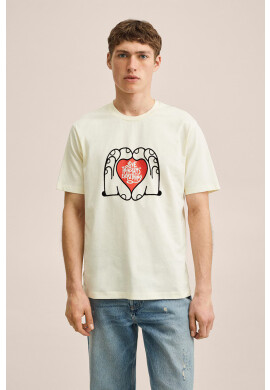 Mango Man Памучна тениска Love - Pepit.bg