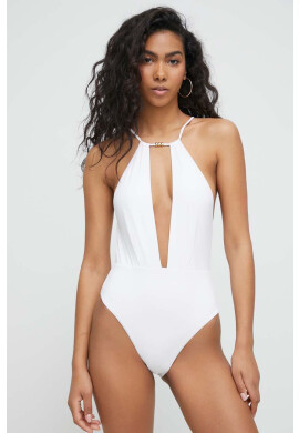 Max Mara Beachwear Цял бански в бяло с мека чашка - Pepit.bg