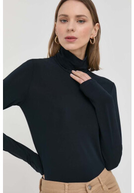 Max Mara Leisure Блуза с дълги ръкави в тъмносиньо с поло - Pepit.bg