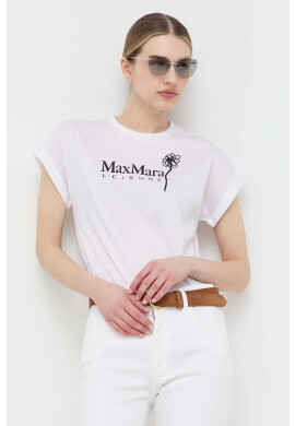 Max Mara Leisure Памучна тениска в бяло - Pepit.bg