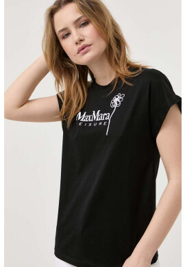 Max Mara Leisure Памучна тениска в черно - Pepit.bg