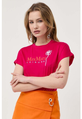 Max Mara Leisure Памучна тениска в розово - Pepit.bg