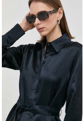 Max Mara Leisure Риза дамска в тъмносиньо със стандартна кройка с класическа яка - Pepit.bg