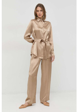 Max Mara Leisure Риза дамска в златисто със стандартна кройка с класическа яка - Pepit.bg