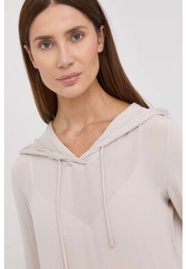 Max Mara Leisure Суичър в бежово с качулка с изчистен дизайн - Pepit.bg