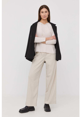 Max Mara Leisure Суичър в бежово с качулка с изчистен дизайн - Pepit.bg