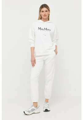 Max Mara Leisure Суичър в бяло с качулка с принт - Pepit.bg