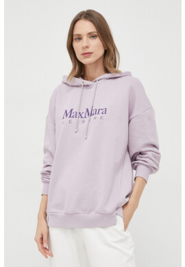 Max Mara Leisure Суичър в лилаво с качулка с принт - Pepit.bg