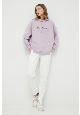 Max Mara Leisure Суичър в лилаво с качулка с принт - Pepit.bg