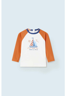 Mayoral Бебешка блуза с дълги ръкави в оранжево с принт - Pepit.bg