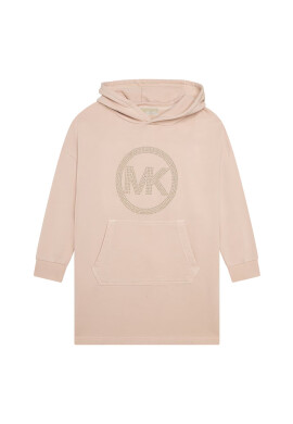 Michael Kors Детска памучна рокля в бежово къс модел със стандартна кройка - Pepit.bg