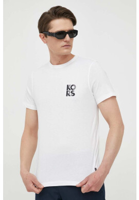Michael Kors Памучна тениска в бяло с принт - Pepit.bg