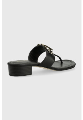 MICHAEL Michael Kors Кожени джапанки Izzy Thong в черно с висок ток - Pepit.bg
