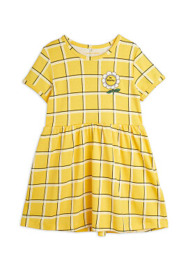 Mini Rodini Детска памучна рокля в жълто къс модел разкроен модел - Pepit.bg