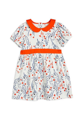 Mini Rodini Детска рокля в бяло къс модел разкроен модел - Pepit.bg