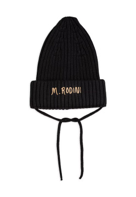 Mini Rodini Детска шапка в черно от памук - Pepit.bg