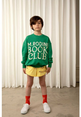 Mini Rodini Детски памучен суичър в зелено с десен - Pepit.bg