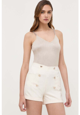 Morgan Къс панталон в синьо с изчистен дизайн с висока талия - Pepit.bg